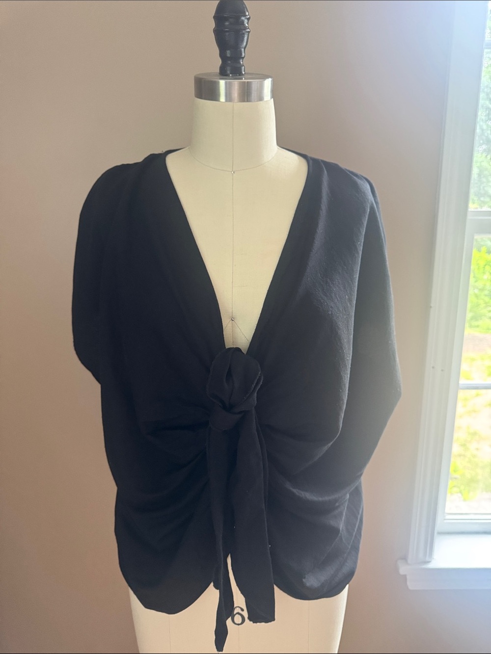 Zara Black V-Neck Tie-Front Top